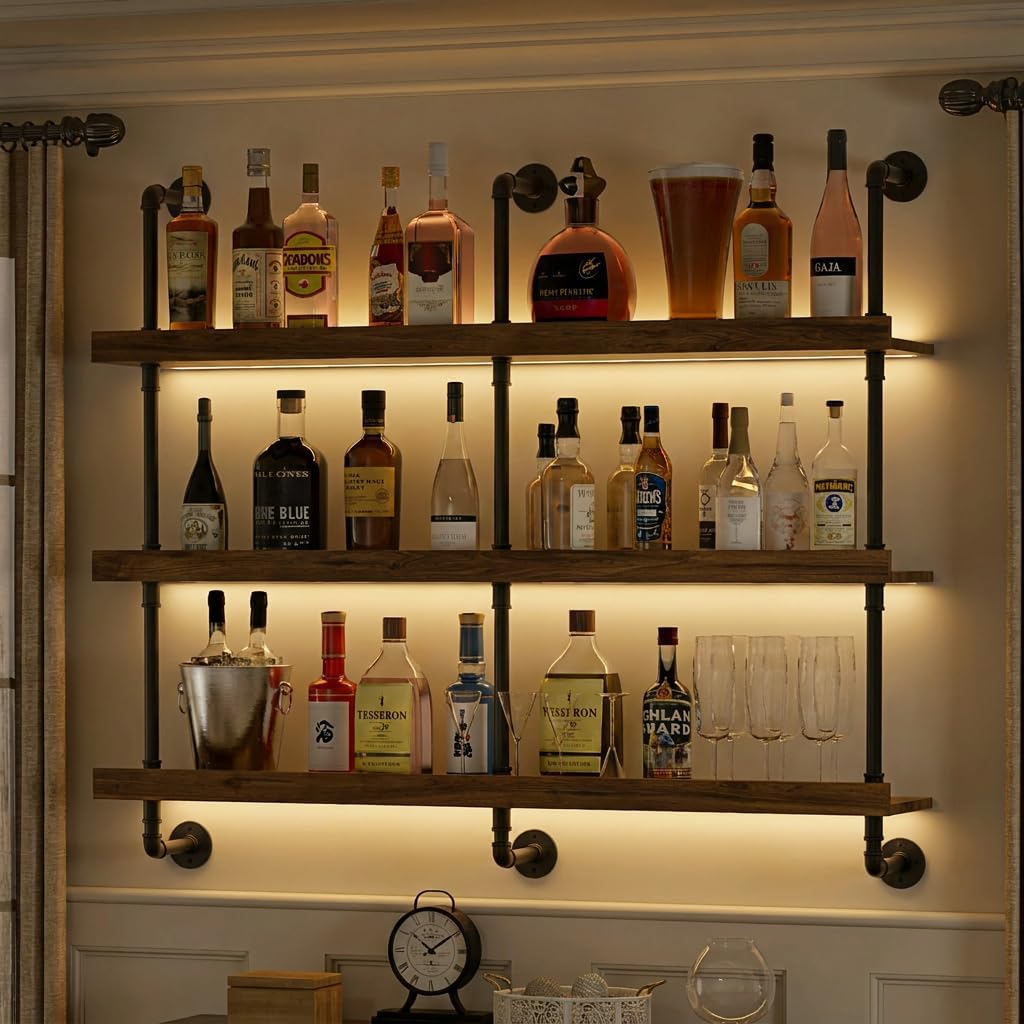 Wall Mounted Wine Rack With LE - Home Bar Shelf 评论和价格