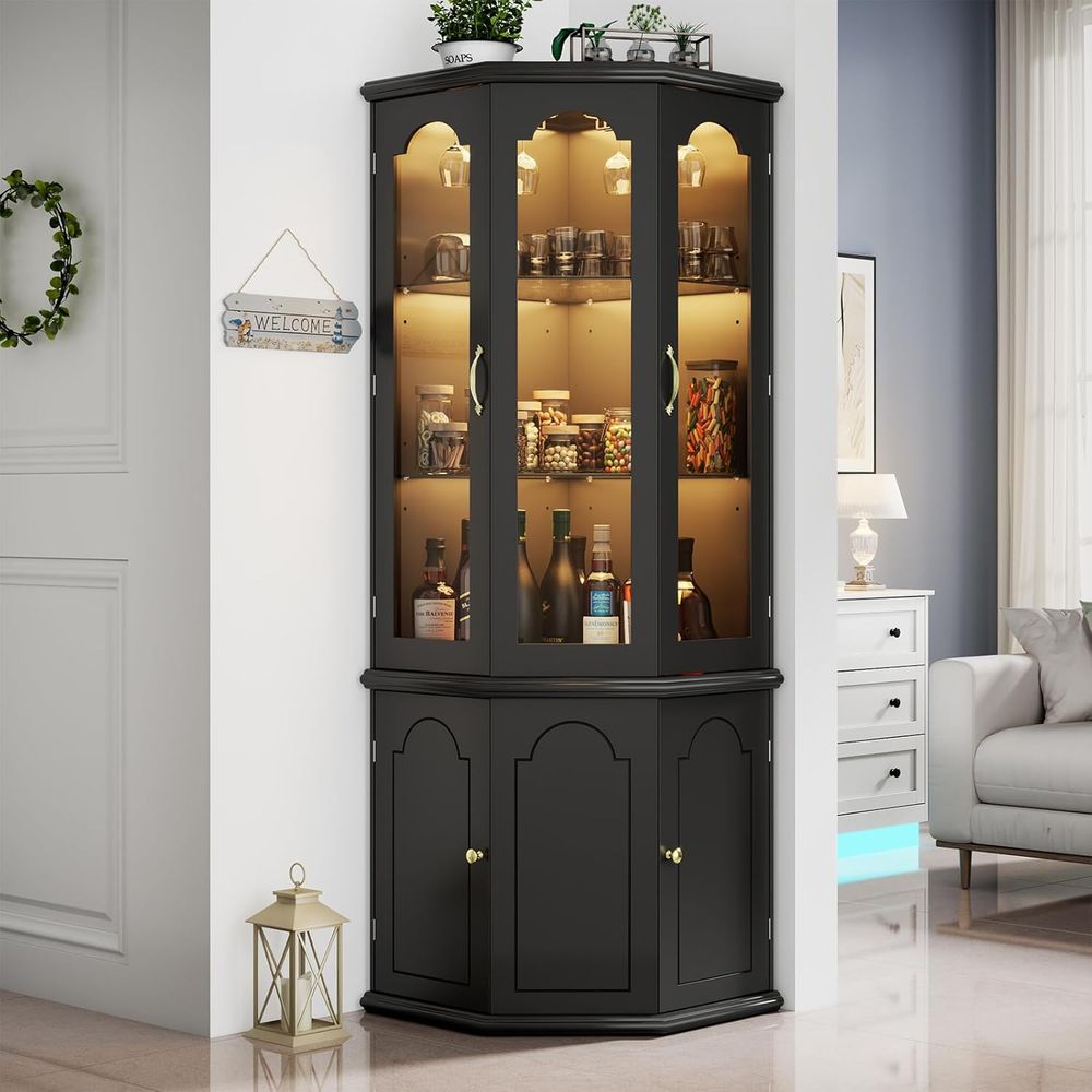 Illuminated Bar Cabinet with T - Home Bar And Cabinet 评论和价格